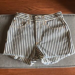 RAG & BONE striped blue white shorts frayed edge bottoms size 24 Justine short